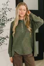 Urban Flux Scooped Hi-Low Long Pullover in Olive - Maple Row Boutique