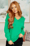 Very Understandable V-Neck Sweater in Green - Maple Row Boutique