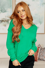Very Understandable V-Neck Sweater in Green - Maple Row Boutique