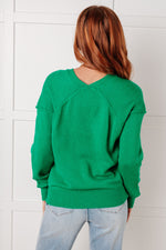 Very Understandable V-Neck Sweater in Green - Maple Row Boutique
