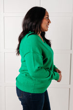 Very Understandable V-Neck Sweater in Green - Maple Row Boutique
