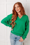 Very Understandable V-Neck Sweater in Green - Maple Row Boutique