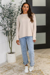 Wander & Rest Cable Ribbed Knit Drop Shoulder Top in Sand Beige - Maple Row Boutique