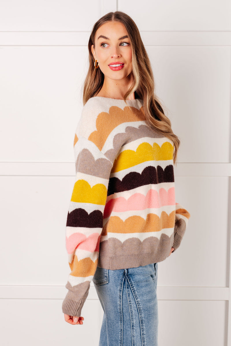 Wave After Wave Striped Sweater - Maple Row Boutique
