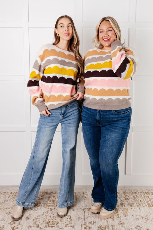 Wave After Wave Striped Sweater - Maple Row Boutique