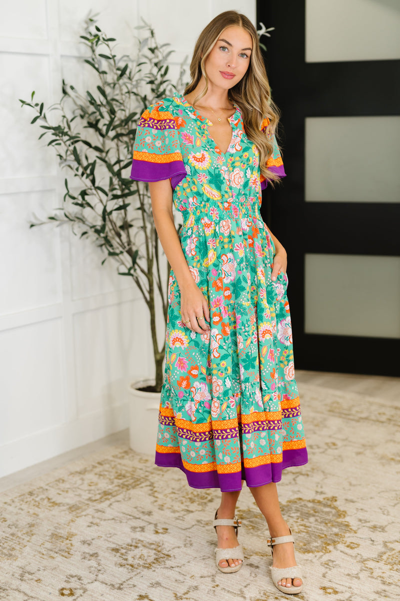 Wildflower Wish Gathered Tier Dress in Mint - Maple Row Boutique
