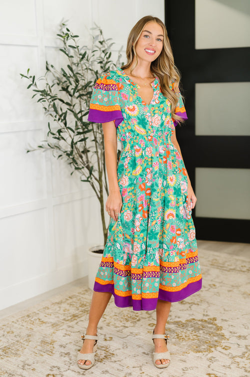 Wildflower Wish Gathered Tier Dress in Mint - Maple Row Boutique