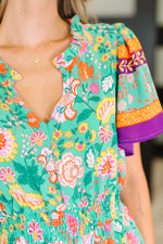 Wildflower Wish Gathered Tier Dress in Mint - Maple Row Boutique