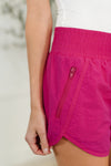 Windbreaker Smocked Waistband Running Shorts in Hot Pink - Maple Row Boutique