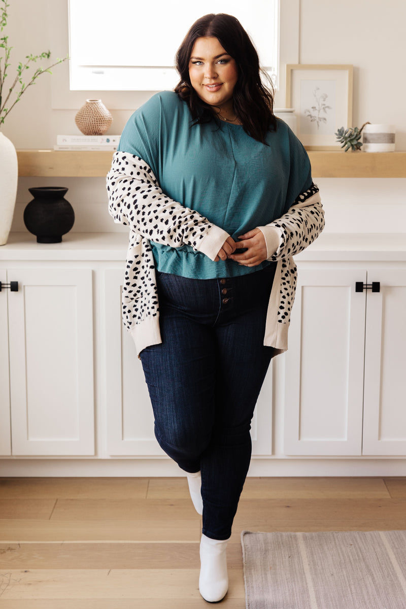 Winging It Ruffle Detail Top in Teal - Maple Row Boutique 
