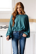 Winging It Ruffle Detail Top in Teal - Maple Row Boutique 