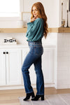 Winging It Ruffle Detail Top in Teal - Maple Row Boutique 
