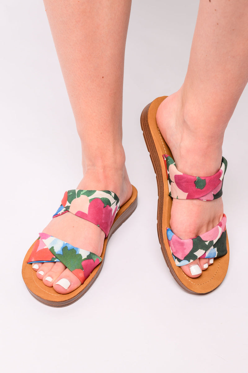 With a Twist Sandal in Flowers - Maple Row Boutique 