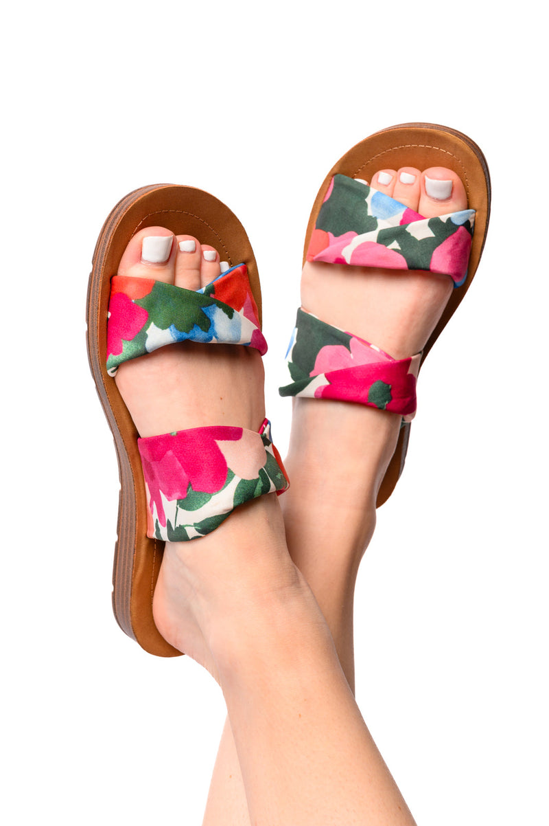 With a Twist Sandal in Flowers - Maple Row Boutique 