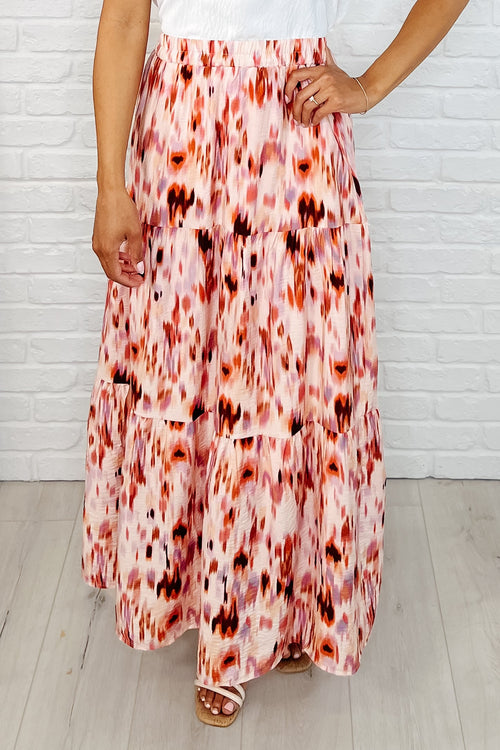 Words Fail Me Watercolor Print Maxi Skirt - Maple Row Boutique