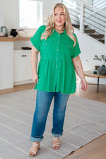 Working In The Garden Button Up Peplum Blouse - Maple Row Boutique
