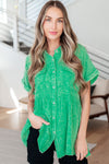 Working In The Garden Button Up Peplum Blouse - Maple Row Boutique