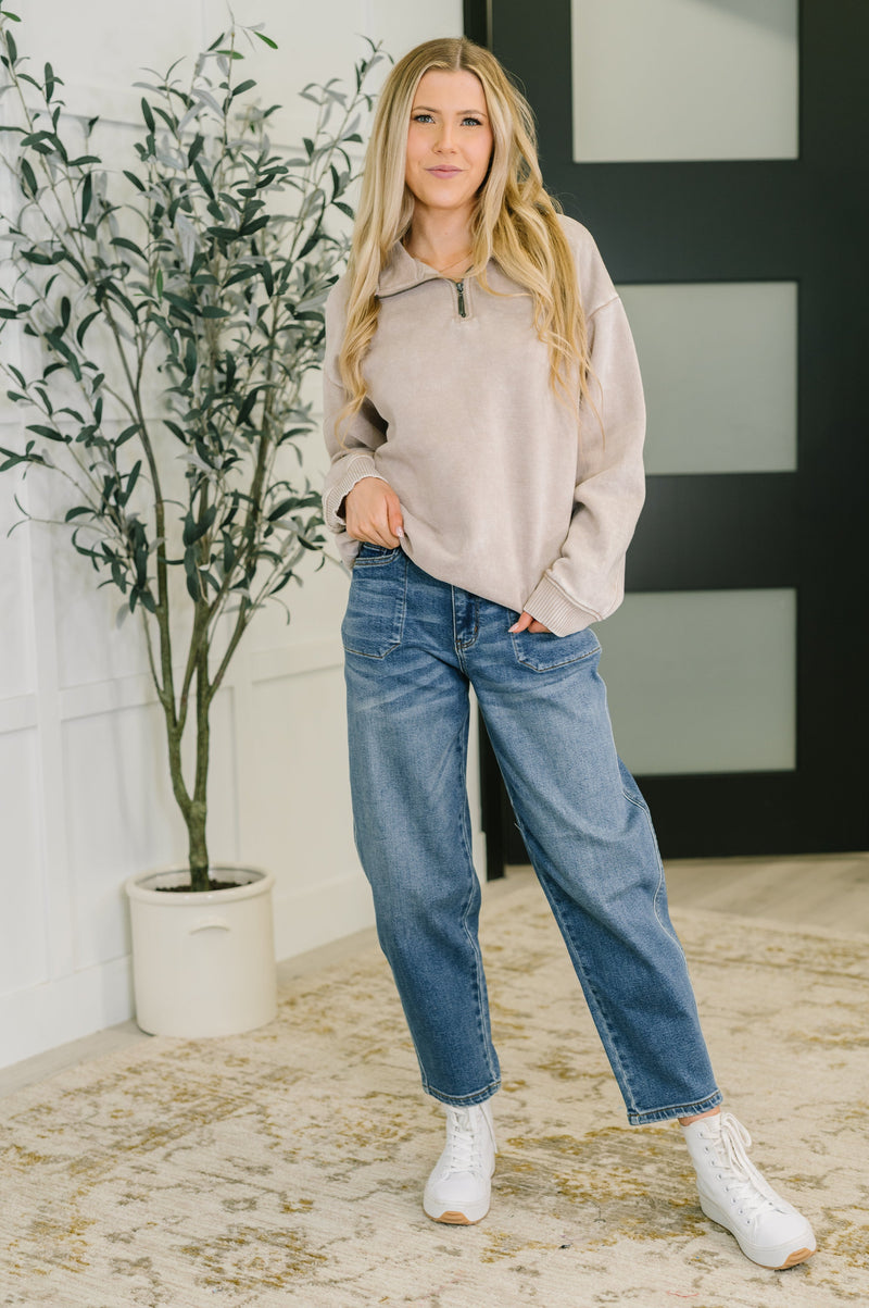 You Should Know Half Zip Pullover in Ash Mocha - Maple Row Boutique