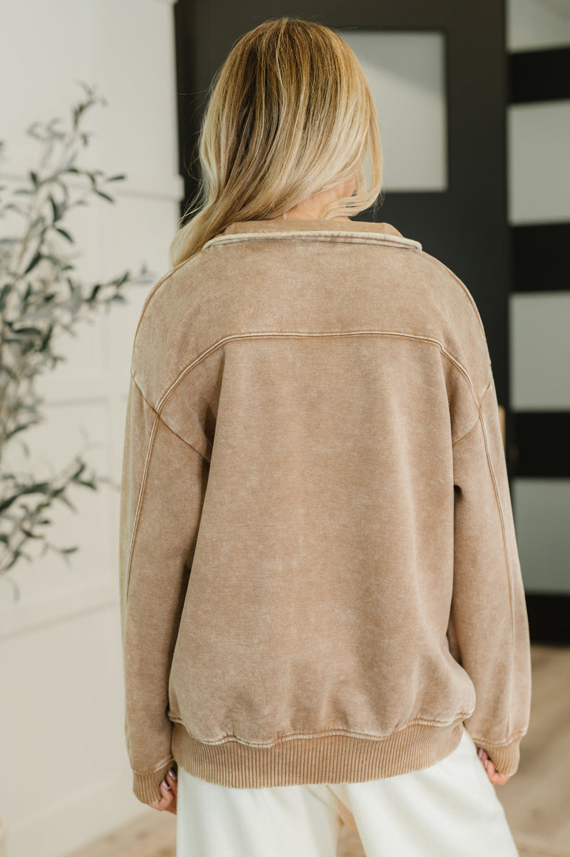 You Should Know Half Zip Pullover in Deep Camel - Maple Row Boutique