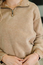 You Should Know Half Zip Pullover in Deep Camel - Maple Row Boutique