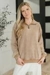 You Should Know Half Zip Pullover in Deep Camel - Maple Row Boutique