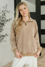 You Should Know Half Zip Pullover in Deep Camel - Maple Row Boutique