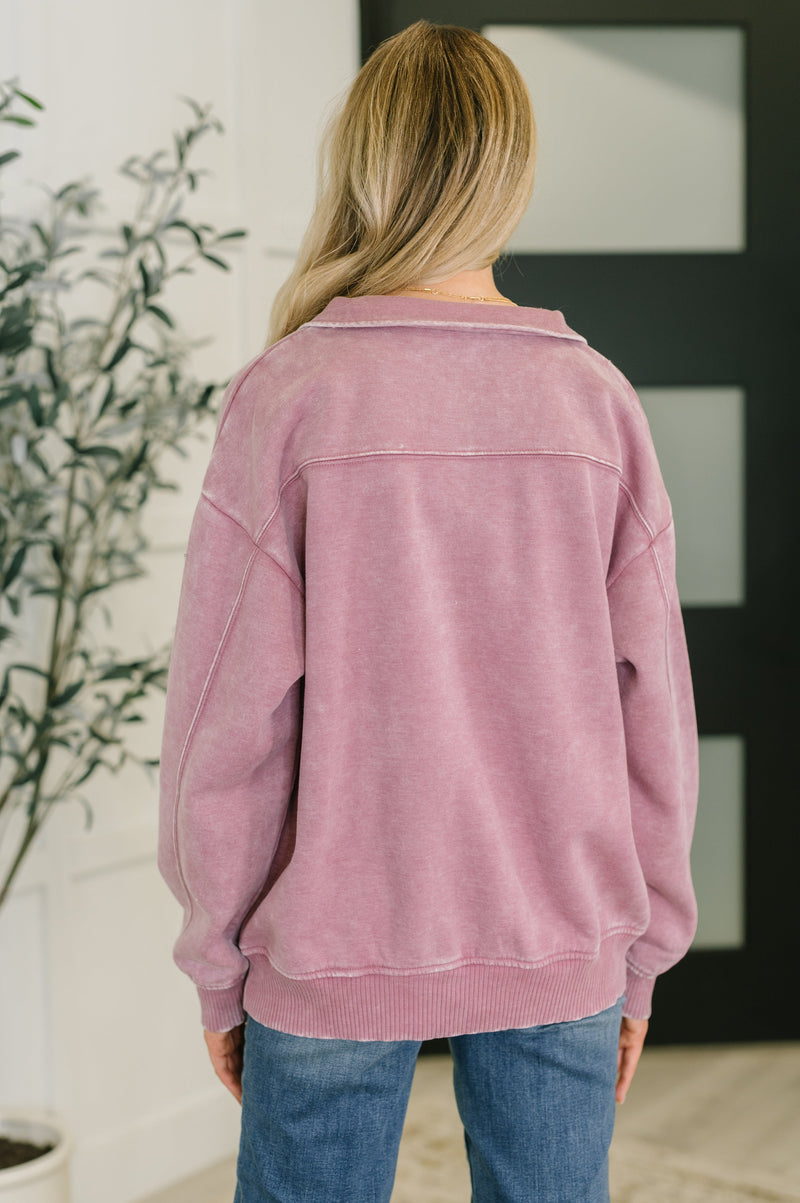 You Should Know Half Zip Pullover in Light Rose - Maple Row Boutique