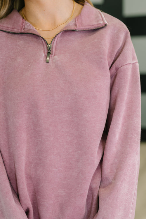 You Should Know Half Zip Pullover in Light Rose - Maple Row Boutique