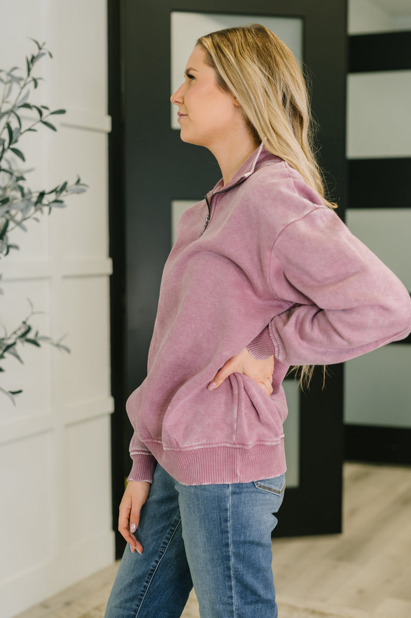 You Should Know Half Zip Pullover in Light Rose - Maple Row Boutique