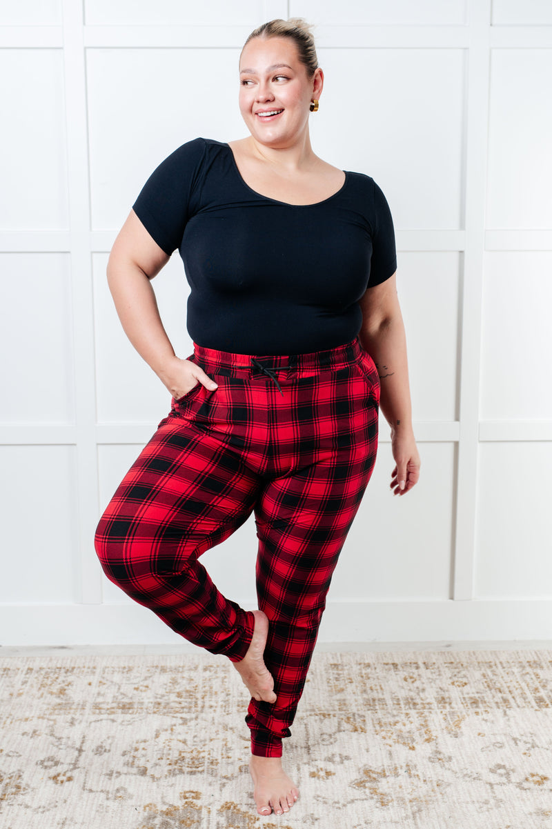Your New Favorite Joggers in Red Plaid - Maple Row Boutique