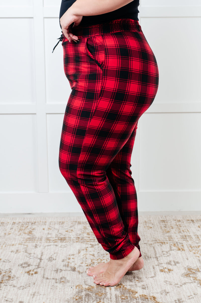 Your New Favorite Joggers in Red Plaid - Maple Row Boutique