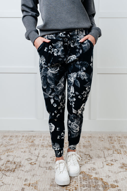Your New Favorite Joggers in Rose Print - Maple Row Boutique