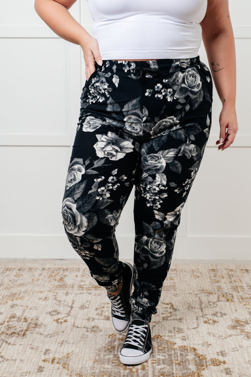Your New Favorite Joggers in Rose Print - Maple Row Boutique