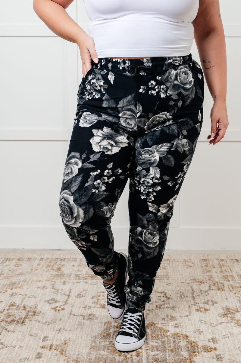 Your New Favorite Joggers in Rose Print - Maple Row Boutique