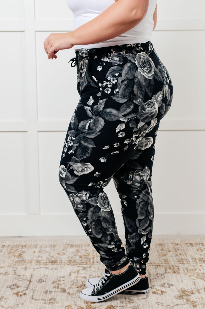 Your New Favorite Joggers in Rose Print - Maple Row Boutique