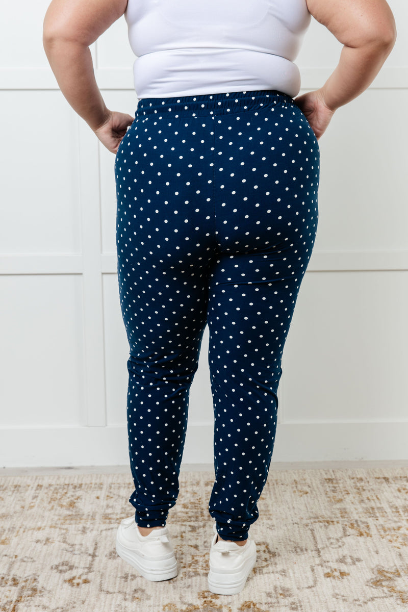 Your New Favorite Joggers in White Polka Dot - Maple Row Boutique