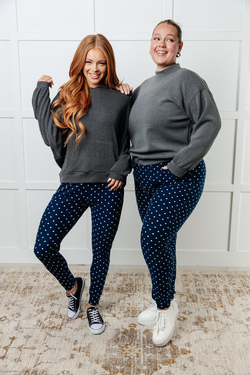 Your New Favorite Joggers in White Polka Dot - Maple Row Boutique