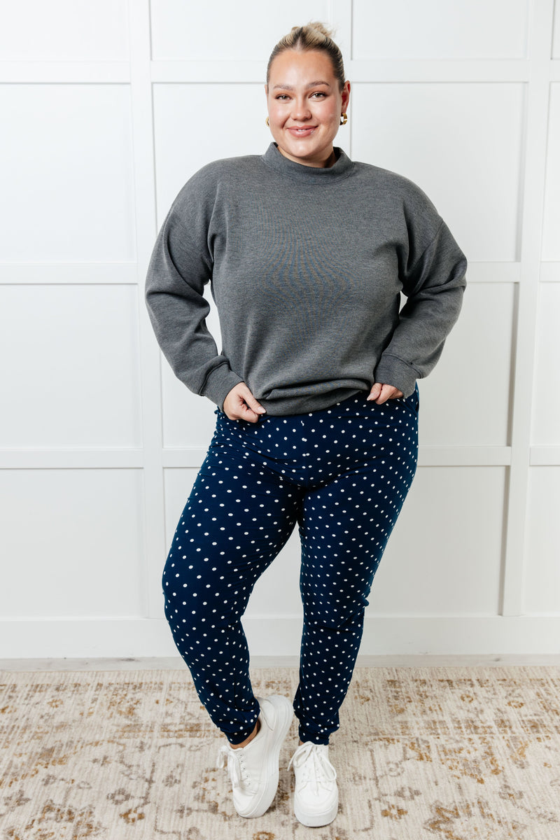 Your New Favorite Joggers in White Polka Dot - Maple Row Boutique