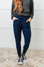 Your New Favorite Joggers in White Polka Dot - Maple Row Boutique