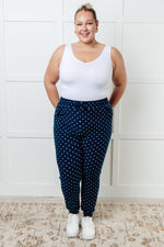 Your New Favorite Joggers in White Polka Dot - Maple Row Boutique