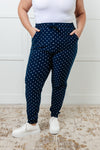 Your New Favorite Joggers in White Polka Dot - Maple Row Boutique