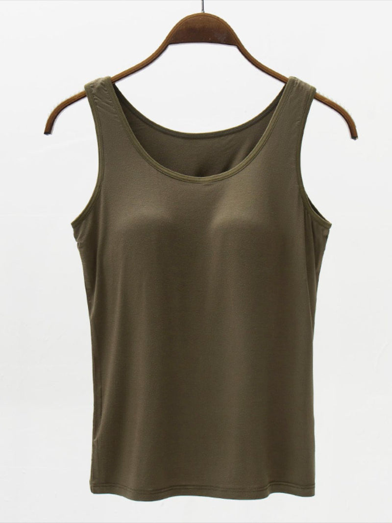 Full Size Wide Strap Modal Tank with Bra - Maple Row Boutique 