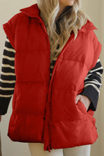 Pocketed Zip Up Vest Coat - Maple Row Boutique 