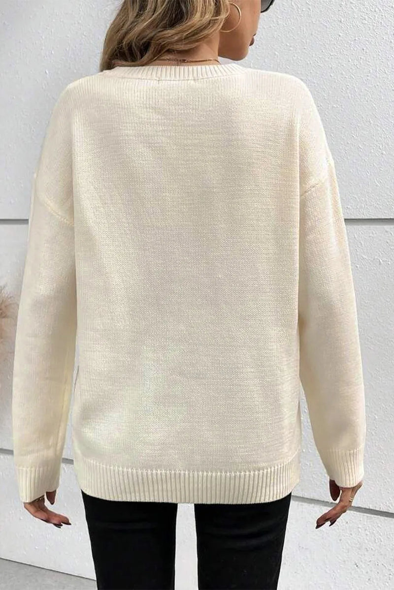 BOO Round Neck Long Sleeve Sweater - Maple Row Boutique 