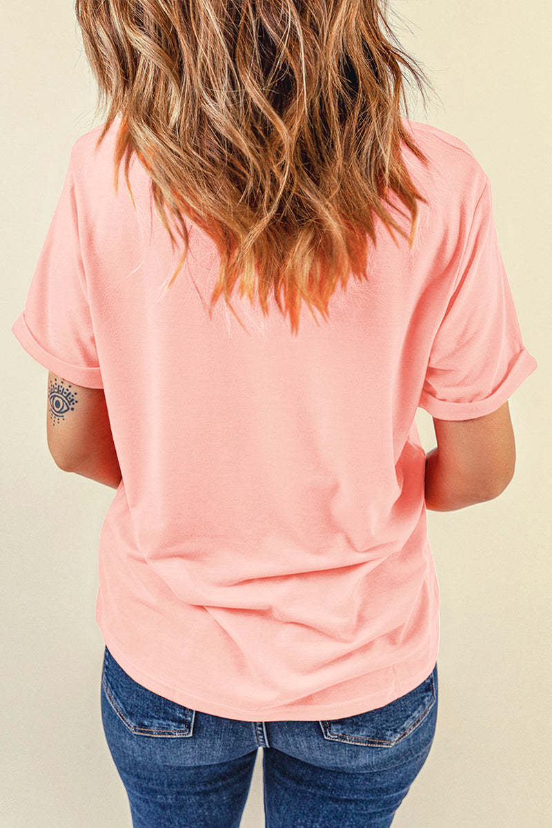 Round Neck Short Sleeve T-Shirt - Maple Row Boutique 