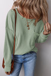 Pocketed Round Neck Long Sleeve Top - Maple Row Boutique 