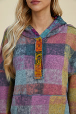 Double Take Full Size Plaid Dropped Shoulder Hoodie - Maple Row Boutique 