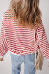 Striped Dropped Shoulder Long Sleeve Sweatshirt - Maple Row Boutique 