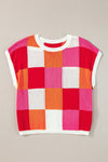 Color Block Round Neck Cap Sleeve Knit Top - Maple Row Boutique 