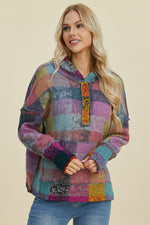 Double Take Full Size Plaid Dropped Shoulder Hoodie - Maple Row Boutique 